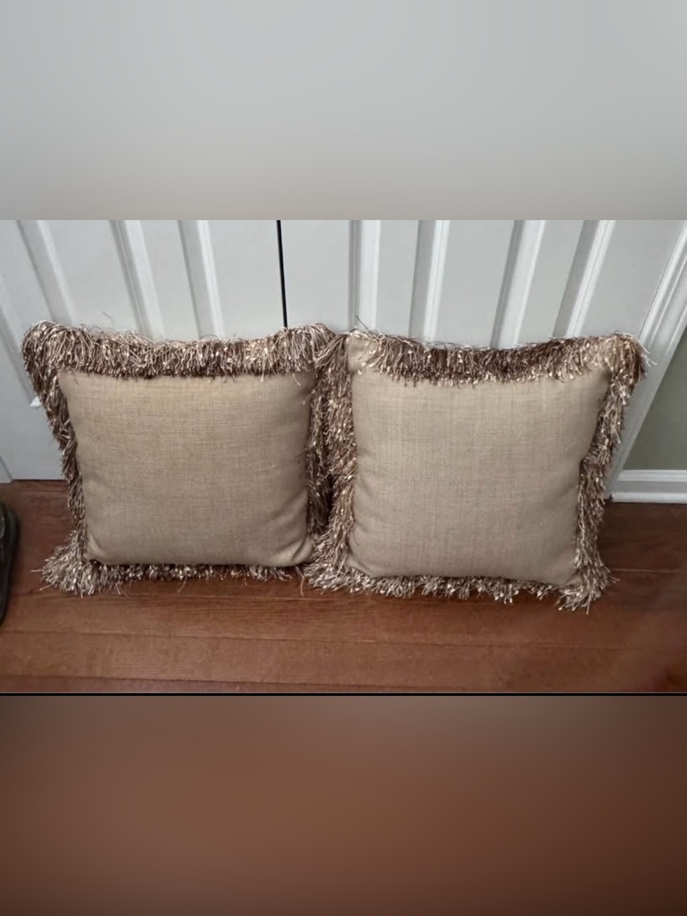 Pier1 Fringe Decorative Throw Pillow Pair - Beige